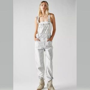 We The Free Ziggy Railroad Women's blue and white striped Denim Overalls